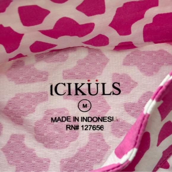 Icikuls 1/4 Zip Pullover Top Medium Golf Pink White - Picture 6 of 9